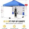imageCROWN SHADES Canopy Tent 10x10 Pop Up Canopy Outdoor Shade with Pockets Sidewall Easy Up Sun Shelter with One Person Set Up Center Lock Portable Instant Camping Beach Canopy Tents RedBlue