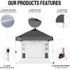 imageCROWN SHADES Canopy Tent 10x10 Pop Up Canopy Outdoor Shade with Pockets Sidewall Easy Up Sun Shelter with One Person Set Up Center Lock Portable Instant Camping Beach Canopy Tents RedGrid Grey