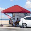 imageCROWN SHADES Canopy Tent 10x10 Pop Up Canopy Outdoor Shade with Pockets Sidewall Easy Up Sun Shelter with One Person Set Up Center Lock Portable Instant Camping Beach Canopy Tents RedRed