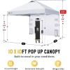 imageCROWN SHADES Canopy Tent 10x10 Pop Up Canopy Outdoor Shade with Pockets Sidewall Easy Up Sun Shelter with One Person Set Up Center Lock Portable Instant Camping Beach Canopy Tents RedWhite