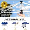 imageCROWN SHADES Canopy Tent 10x10 Pop Up Canopy Outdoor Shade with Pockets Sidewall Easy Up Sun Shelter with One Person Set Up Center Lock Portable Instant Camping Beach Canopy Tents RedNavy Blue