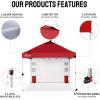 imageCROWN SHADES Canopy Tent 10x10 Pop Up Canopy Outdoor Shade with Pockets Sidewall Easy Up Sun Shelter with One Person Set Up Center Lock Portable Instant Camping Beach Canopy Tents RedRed