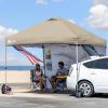 imageCROWN SHADES Canopy Tent 10x10 Pop Up Canopy Outdoor Shade with Pockets Sidewall Easy Up Sun Shelter with One Person Set Up Center Lock Portable Instant Camping Beach Canopy Tents RedBeige
