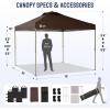 imageCROWN SHADES Gazebo 10x10 Pop Up Canopy with Mosquito Netting Screen Tent with 4 Ropes 8 Stakes 4 Sandbags and Wheeled Storage Bag Canopy for Patio ampamp Backyard BlueCoffee