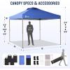 imageCROWN SHADES Gazebo 10x10 Pop Up Canopy with Mosquito Netting Screen Tent with 4 Ropes 8 Stakes 4 Sandbags and Wheeled Storage Bag Canopy for Patio ampamp Backyard BlueBlue