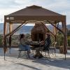 imageCROWN SHADES Gazebo 10x10 Pop Up Canopy with Mosquito Netting Screen Tent with 4 Ropes 8 Stakes 4 Sandbags and Wheeled Storage Bag Canopy for Patio ampamp Backyard BlueCoffee
