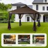 imageCROWN SHADES Gazebo 10x10 Pop Up Canopy with Mosquito Netting Screen Tent with 4 Ropes 8 Stakes 4 Sandbags and Wheeled Storage Bag Canopy for Patio ampamp Backyard BlueCoffee
