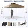 imageCROWN SHADES Gazebo 10x10 Pop Up Canopy with Mosquito Netting Screen Tent with 4 Ropes 8 Stakes 4 Sandbags and Wheeled Storage Bag Canopy for Patio ampamp Backyard BlueBeige
