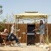 imageCrown Shades 8x5 Grill Gazebo  Pop Up Canopy for BBQ and Backyard Patio  Easy Outdoor Barbecue Shade Cover with Double Tier Vented Top ampamp 2 Side Shelves BeigeBeige