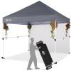 imageCROWN SHADES 10x10 Pop Up Canopy Tent with 1 Comercial Kit Instant Commercial Tent with Patended Centerlock 400D Silver Coated Fabric 1 Sidewall 4quot Wheels StoN Go BagGreyGray