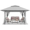imageCROWN SHADES 13x13 Pop Up Gazebo Canopy Tent Gazebos on Clearance  Outdoor Gazebo for Backyard ampamp Patio Furniture  Carpa Pop Up Tent with Wheeled STONGo Cover Bag Beige ampamp CoffeeGray