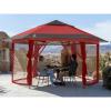 imageCROWN SHADES 13x13 Pop up Gazebo with Mosquito Nettings Patented Center Lock 6Sided Portable Gazebo 300D SilverCoated Fabric UV Resistant Pop Up Canopy Tent for Patio Party BeigeampampCoffeeRedGrey