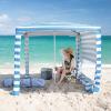 imageCROWN SHADES Beach Cabana 65 x 65 Umbrella Canopy Tent Easy Pop Up  Beach Cabanas for Sand  UPF50 Protection with Sidewall and More Pockets Sky BlueSky Blue