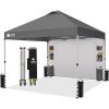 imageCROWN SHADES Canopy Tent 10x10 Pop Up Canopy Outdoor Shade with Pockets Sidewall Easy Up Sun Shelter with One Person Set Up Center Lock Portable Instant Camping Beach Canopy Tents RedGrid Grey