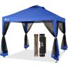 imageCROWN SHADES Gazebo 10x10 Pop Up Canopy with Mosquito Netting Screen Tent with 4 Ropes 8 Stakes 4 Sandbags and Wheeled Storage Bag Canopy for Patio ampamp Backyard BlueBlue