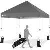 imageCROWN SHADES Pop Up Canopy Tent 8x8 Commercial Canopy Tent with 4quot Wheels 4 Upgraded Weights Patented Centerlock 400D Strength Oxford Fabric StoN Go Bag WhiteGray