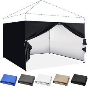 imageCROWN SHADES 10x10 Canopy Sidewalls 4pck  Canopy Walls 10x10 Sidewalls for Canopy  Canopy Cover Canopy Accessories WhiteBlack