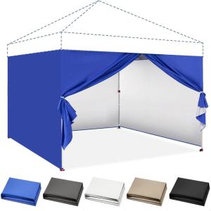 imageCROWN SHADES 10x10 Canopy Sidewalls 4pck  Canopy Walls 10x10 Sidewalls for Canopy  Canopy Cover Canopy Accessories WhiteBlue