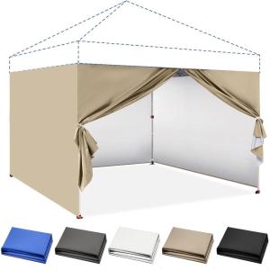 imageCROWN SHADES 10x10 Canopy Sidewalls 4pck  Canopy Walls 10x10 Sidewalls for Canopy  Canopy Cover Canopy Accessories WhiteKhaki