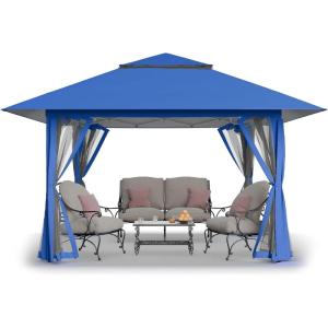 imageCROWN SHADES 13x13 Pop Up Gazebo Canopy Tent Gazebos on Clearance  Outdoor Gazebo for Backyard ampamp Patio Furniture  Carpa Pop Up Tent with Wheeled STONGo Cover Bag GreyBlue