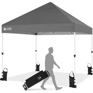 imageCROWN SHADES Pop Up Canopy Tent 8x8 Commercial Canopy Tent with 4quot Wheels 4 Upgraded Weights Patented Centerlock 400D Strength Oxford Fabric StoN Go Bag WhiteGray