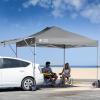imageCROWN SHADES 10x10 Pop up Canopy Tent Instant Commercial Canopy with Extend Awning Patended Centerlock 150D Silver Coated Fabric 4 Ropes 8 Stakes 4 Weight Bags STO N Go Bag KhakiGray
