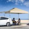 imageCROWN SHADES 10x10 Pop up Canopy Tent Instant Commercial Canopy with Extend Awning Patended Centerlock 150D Silver Coated Fabric 4 Ropes 8 Stakes 4 Weight Bags STO N Go Bag KhakiKhaki