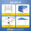 imageCROWN SHADES 10x10 Pop up Canopy Tent Instant Commercial Canopy with Extend Awning Patended Centerlock 150D Silver Coated Fabric 4 Ropes 8 Stakes 4 Weight Bags STO N Go Bag KhakiBlue