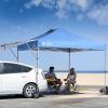 imageCROWN SHADES 10x10 Pop up Canopy Tent Instant Commercial Canopy with Extend Awning Patended Centerlock 150D Silver Coated Fabric 4 Ropes 8 Stakes 4 Weight Bags STO N Go Bag KhakiBlue