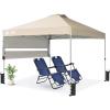 imageCROWN SHADES 10x10 Pop up Canopy Tent Instant Commercial Canopy with Extend Awning Patended Centerlock 150D Silver Coated Fabric 4 Ropes 8 Stakes 4 Weight Bags STO N Go Bag KhakiKhaki