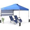 imageCROWN SHADES 10x10 Pop up Canopy Tent Instant Commercial Canopy with Extend Awning Patended Centerlock 150D Silver Coated Fabric 4 Ropes 8 Stakes 4 Weight Bags STO N Go Bag KhakiBlue