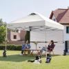imageCROWN SHADES 10x10 Pop up Canopy Tent Instant Canopy with 150D Silver Coated Fabric Including 2 Half Sidewalls 4 Ropes 8 Stakes 4 Weight Bags STO N Go Bag White