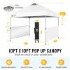 imageCROWN SHADES 10x10 Pop up Canopy Tent Instant Canopy with 150D Silver Coated Fabric Including 2 Half Sidewalls 4 Ropes 8 Stakes 4 Weight Bags STO N Go Bag White