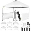 imageCROWN SHADES 10x10 Pop up Canopy Tent Instant Canopy with 150D Silver Coated Fabric Including 2 Half Sidewalls 4 Ropes 8 Stakes 4 Weight Bags STO N Go Bag White