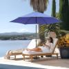 imageCROWN SHADES 9 Ft Patio Umbrella  Polyester Outdoor Umbrella with 30 Push Button Tilt Patented Edge Connection Windproof Design for Patio Pool Garden ampamp Table UV ResistentBlue