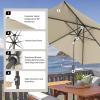 imageCROWN SHADES 9 Ft Patio Umbrella  Polyester Outdoor Umbrella with 30 Push Button Tilt Patented Edge Connection Windproof Design for Patio Pool Garden ampamp Table UV ResistentBeige