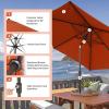 imageCROWN SHADES 9 Ft Patio Umbrella  Polyester Outdoor Umbrella with 30 Push Button Tilt Patented Edge Connection Windproof Design for Patio Pool Garden ampamp Table UV ResistentRed