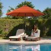 imageCROWN SHADES 9 Ft Patio Umbrella with AutoTilt ampamp Olefin Fabric  Patented 45 Edge Connection Windproof Outdoor Umbrella for Table Pool Beach Silky Crank SystemRed