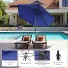 imageCROWN SHADES 9 Ft Patio Umbrella with AutoTilt ampamp Olefin Fabric  Patented 45 Edge Connection Windproof Outdoor Umbrella for Table Pool Beach Silky Crank SystemBlue