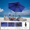 imageCROWN SHADES 9 Ft Patio Umbrella with AutoTilt ampamp Olefin Fabric  Patented 90 Edge Connection Windproof Outdoor Umbrella for Table Pool Beach Silky Crank SystemBlue