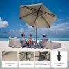imageCROWN SHADES 9 Ft Patio Umbrella with AutoTilt ampamp Olefin Fabric  Patented 90 Edge Connection Windproof Outdoor Umbrella for Table Pool Beach Silky Crank SystemBeige