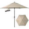 imageCROWN SHADES 9 Ft Patio Umbrella  Polyester Outdoor Umbrella with 30 Push Button Tilt Patented Edge Connection Windproof Design for Patio Pool Garden ampamp Table UV ResistentBeige
