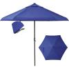 imageCROWN SHADES 9 Ft Patio Umbrella with AutoTilt ampamp Olefin Fabric  Patented 45 Edge Connection Windproof Outdoor Umbrella for Table Pool Beach Silky Crank SystemBlue