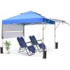imageCROWN SHADES 10x10 Pop up Canopy Tent Patended Centerlock Instant Commercial Canopy with 150D Silver Coated Fabric Including 2 Extend Awnings 4 Ropes 8 Stakes 4 Weight Bags Navy BlueBlue