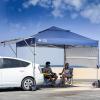 imageCROWN SHADES 10x10 Pop up Canopy Tent Patended Centerlock Instant Commercial Canopy with 150D Silver Coated Fabric Including 2 Extend Awnings 4 Ropes 8 Stakes 4 Weight Bags Navy BlueNavy Blue