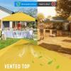 image:imageCROWN SHADES 10x10 Pop Up Canopy with 1 Side Wall  Beach Tent with One Push Setup  Outdoor Sun Shade for Events Parties Camping  Gazebo with STONGo Cover Bag BlueYellow