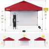 image:imageCROWN SHADES 10x10 Pop Up Canopy with 1 Side Wall  Beach Tent with One Push Setup  Outdoor Sun Shade for Events Parties Camping  Gazebo with STONGo Cover Bag BlueRed