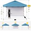 image:imageCROWN SHADES 10x10 Pop Up Canopy with 1 Side Wall  Beach Tent with One Push Setup  Outdoor Sun Shade for Events Parties Camping  Gazebo with STONGo Cover Bag BlueCyan Blue