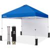image:imageCROWN SHADES 10x10 Pop Up Canopy with 1 Side Wall  Beach Tent with One Push Setup  Outdoor Sun Shade for Events Parties Camping  Gazebo with STONGo Cover Bag BlueBlue