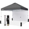 image:imageCROWN SHADES 10x10 Pop Up Canopy with 1 Side Wall  Beach Tent with One Push Setup  Outdoor Sun Shade for Events Parties Camping  Gazebo with STONGo Cover Bag BlueGrid Grey